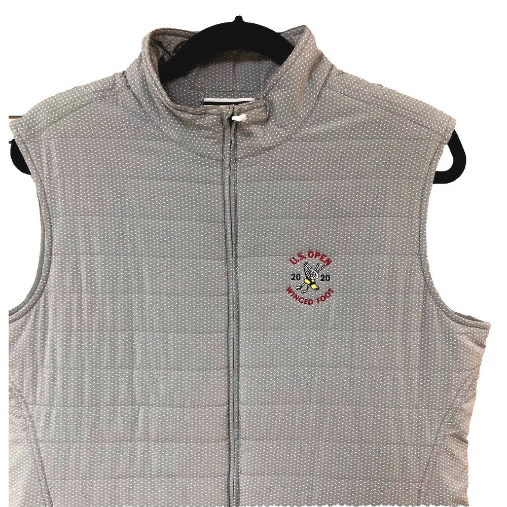 FJ‎ FootJoy Womens U S Open Winged Foot Golf Vest Quilted Gray 2020 Preppy  L